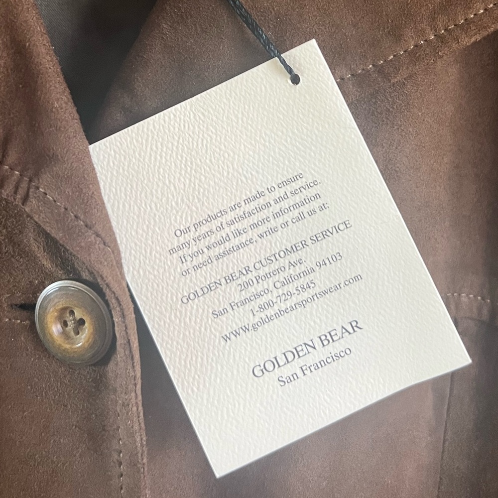 $895 NWT GOLDEN BEAR San Francisco Suede Leather Blazer Coat Brown Size Medium - Picture 6 of 11